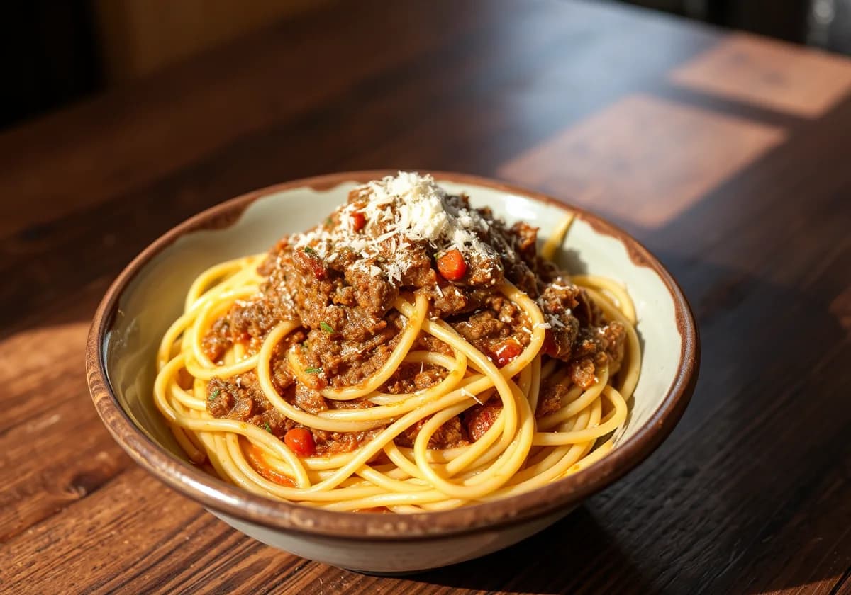 Serviervorschlag zu Spaghetti Bolognese