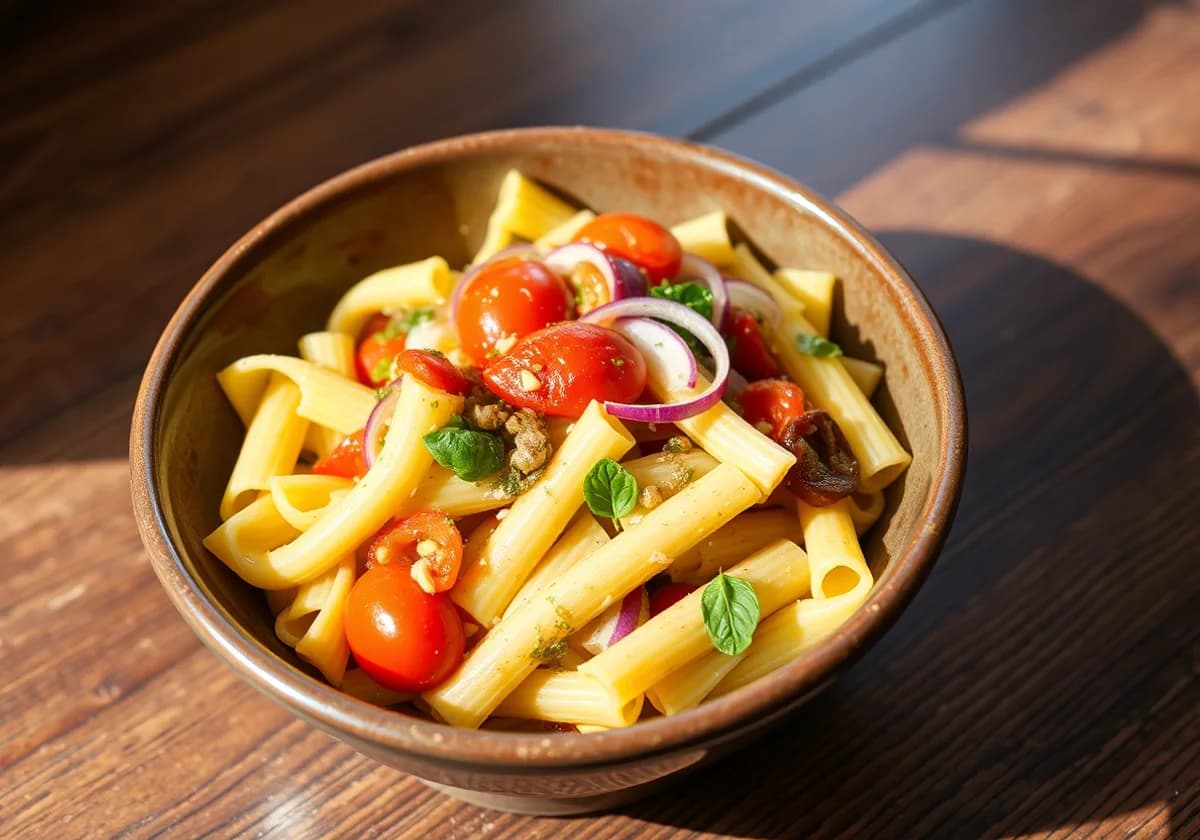 Serviervorschlag zu Rigatoni Jardinieria