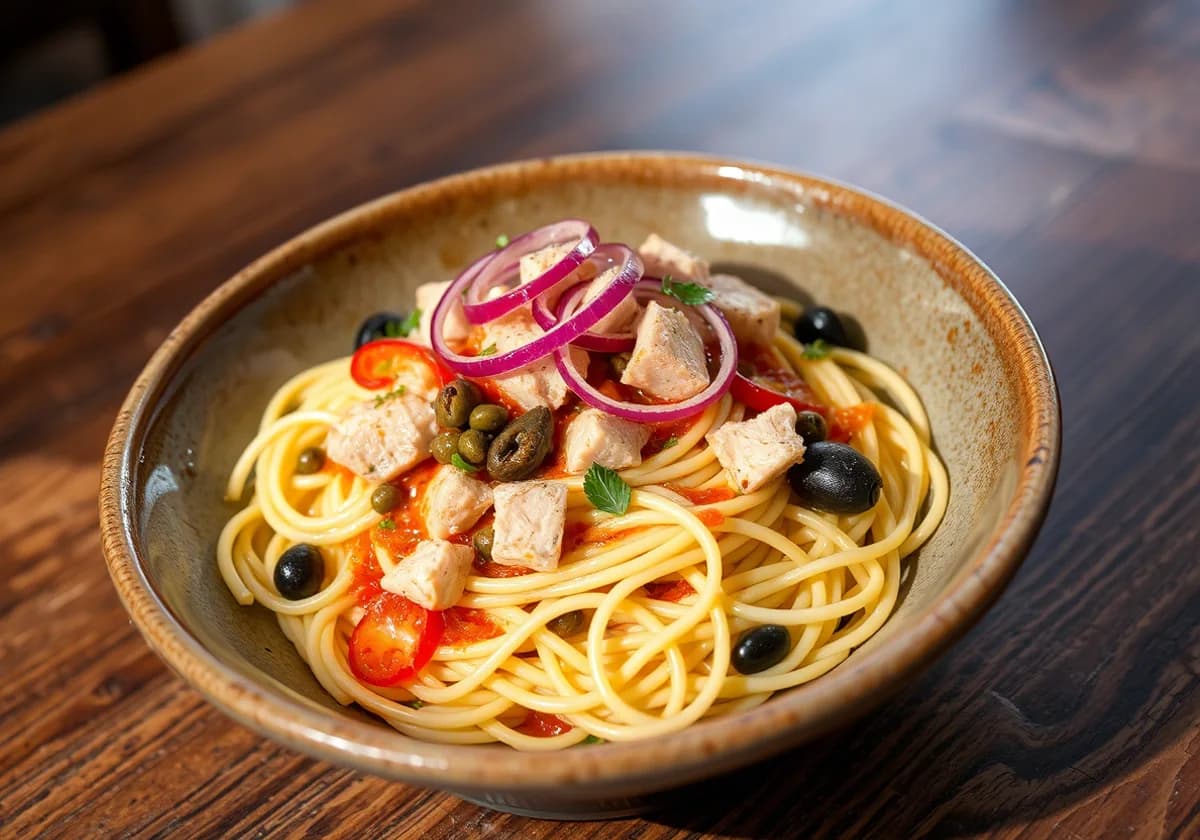 Serviervorschlag zu Spaghetti Tonno