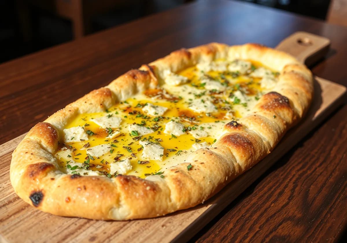 Serviervorschlag zu Pizzabrot Aglio-Olio