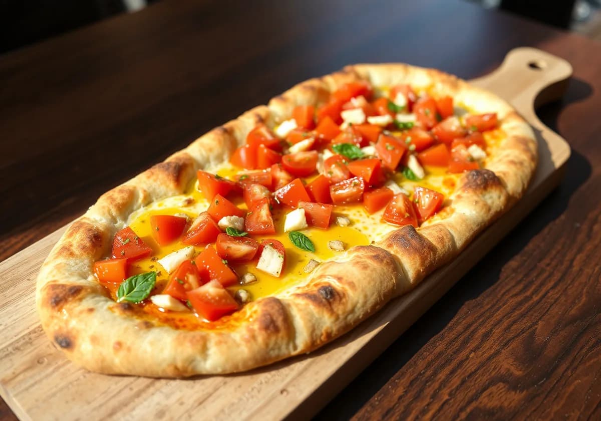 Serviervorschlag zu Pizzabrot Jardiniere